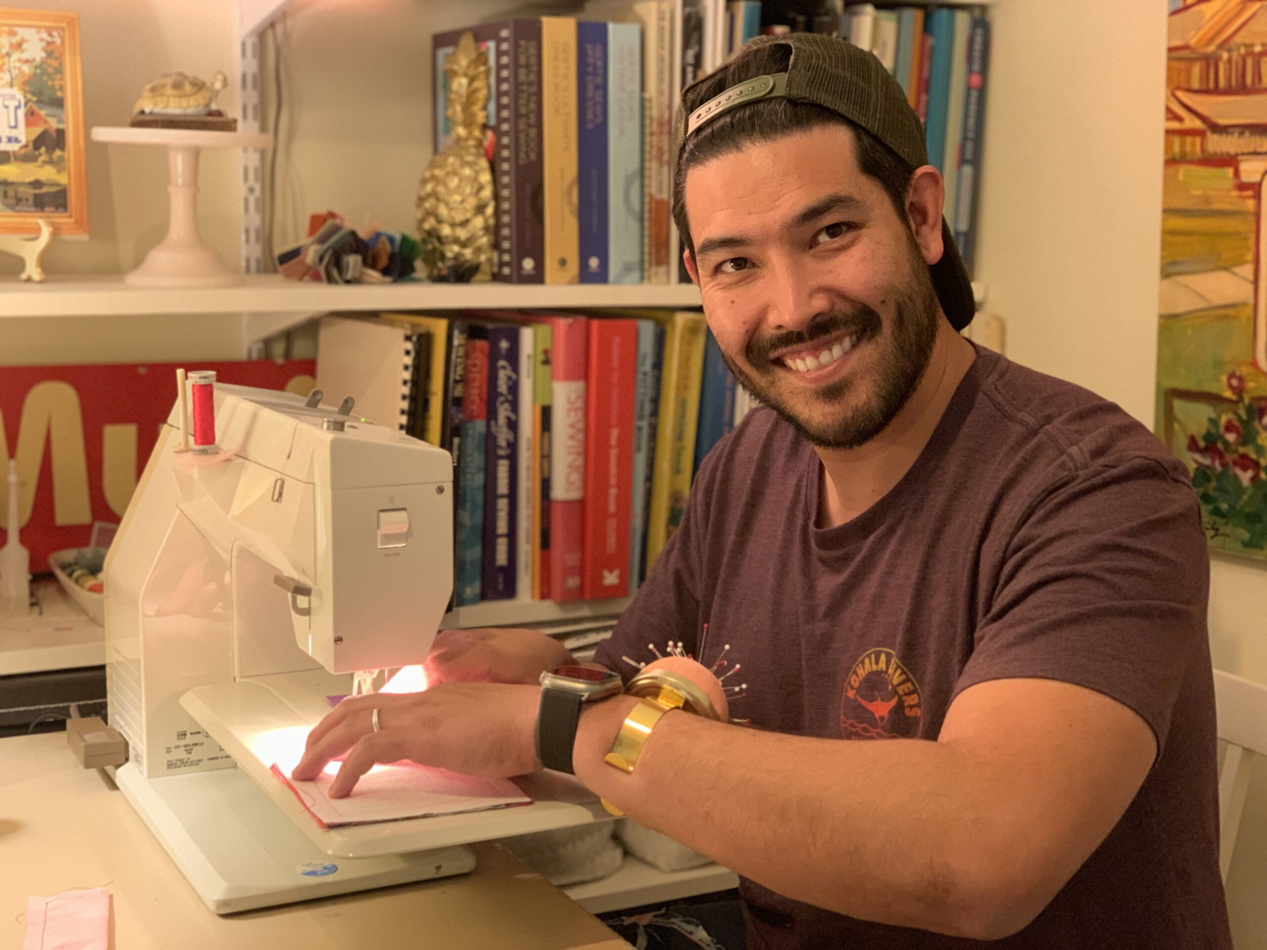Men learn how to sew